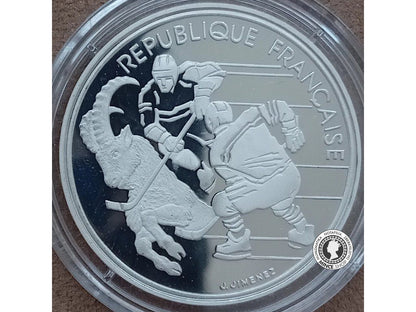 100 francs 1991 Francúzsko PROOF - Albertville 92 - Hockeyeurs sur glace et bouquetin