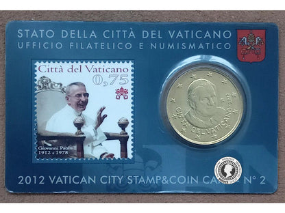 Zberateľská karta 50cent (2012) official coincard - CENTERARIO DELLA NASCITA DI GIOVANNI PAOLO I. - Vatikán