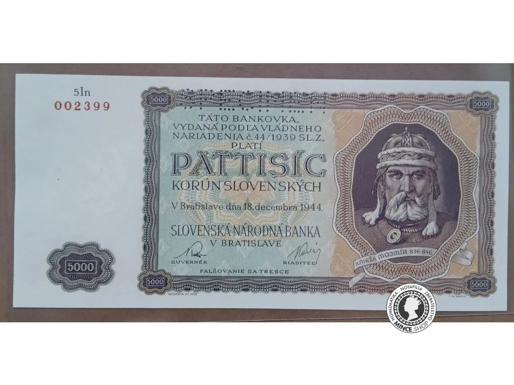 5000 Korún - 1944 - Slovenský Štát