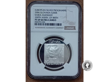 Strieborná minca - SK 200 / 2006 - Karol Kuzmany - 200. výročie narodenia - PF 69 ULTRA CAMEO