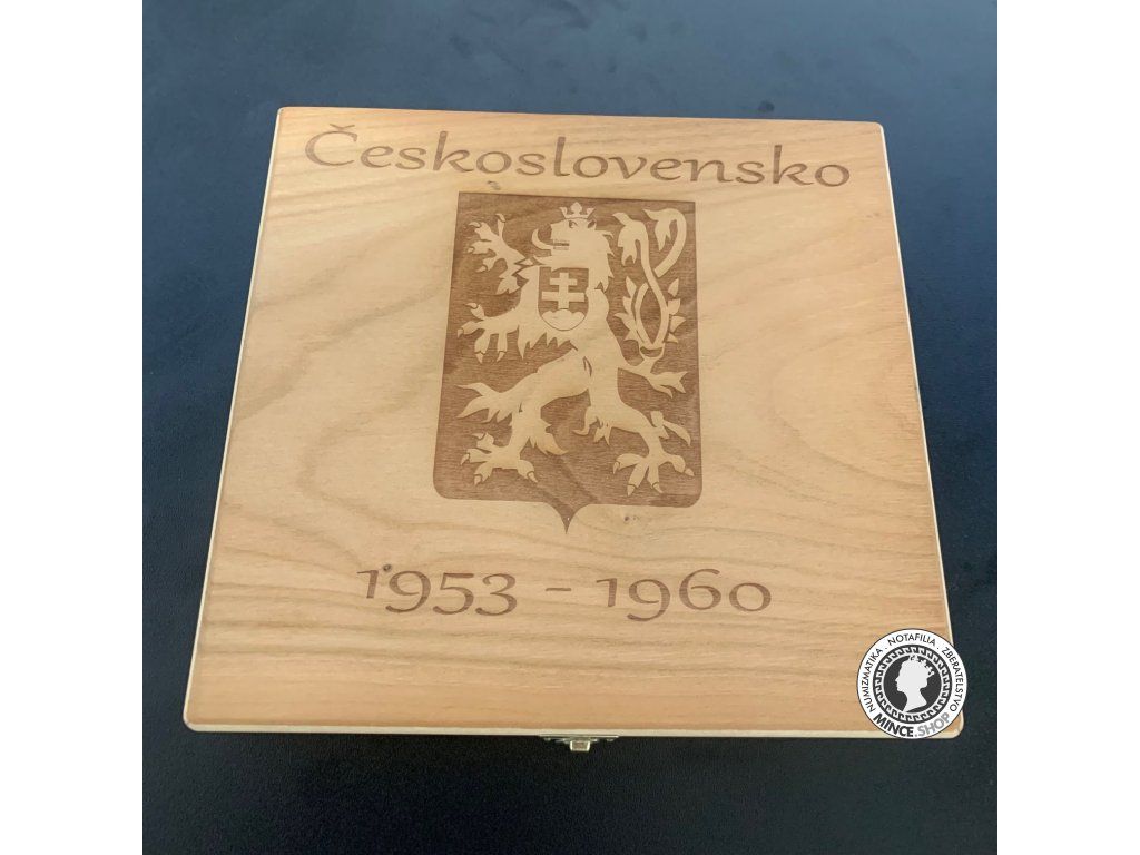 Drevená kazeta na mince Československo 1953-1960