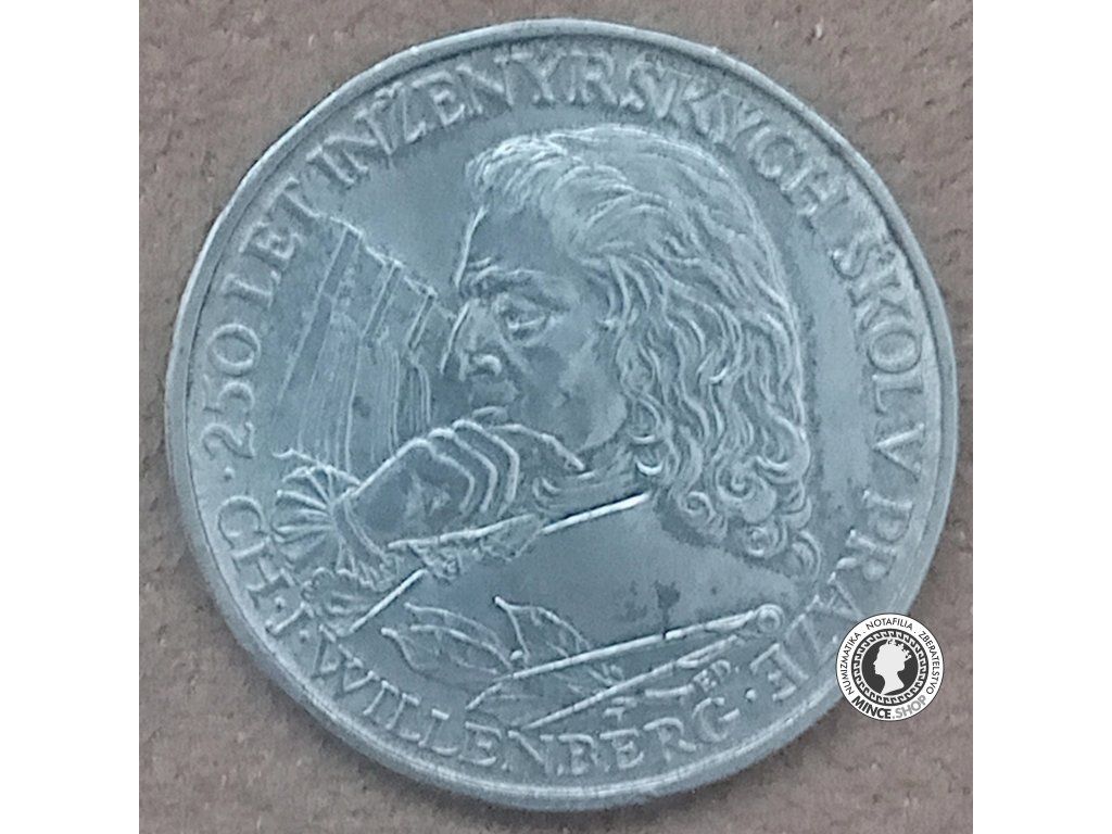 Strieborná minca 10kcs / 1957 - Willenberg 250. let inžinierských škôl v Praze - kvalita BK 0/0