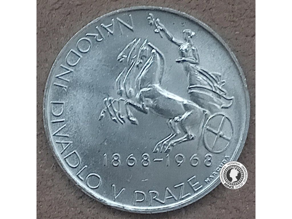 Strieborná minca 10kcs / 1968 - Národné divadlo - kvalita BK 0/0