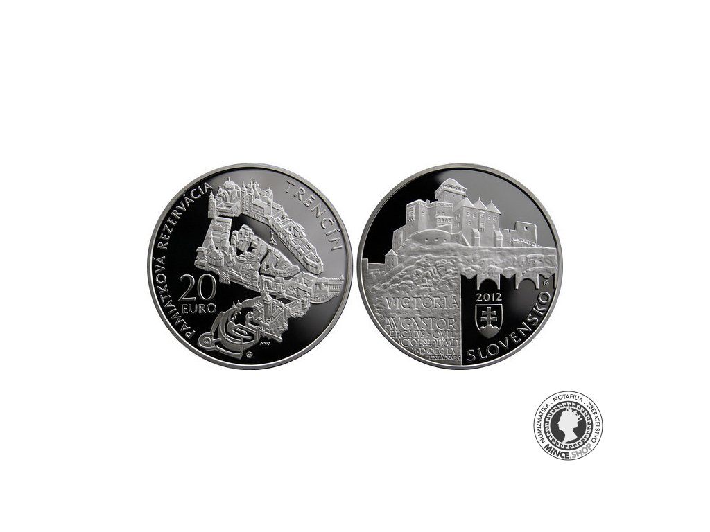 Strieborná minca Ag Proof 20€ / 2012 - Pamiatková rezervácia Trenčín